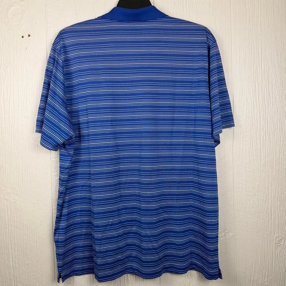 NikeGolf Dri-Fit Polo shirt men’s 2XL blue/ white stripe Really nice Shirt.